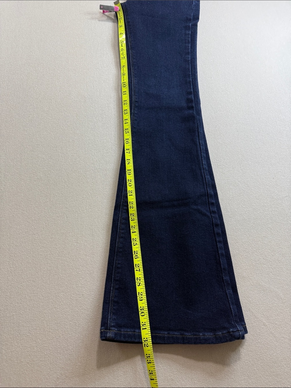 Women's Dark Blue Wide-Leg Flare Jeans - Picture 7 of 8